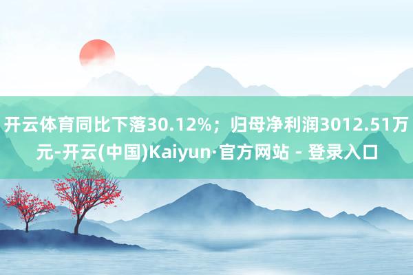 开云体育同比下落30.12%；归母净利润3012.51万元-开云(中国)Kaiyun·官方网站 - 登录入口